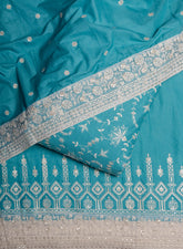 Pure Cotton Cambric Sky Blue Color Unstitched  Suit Set.
